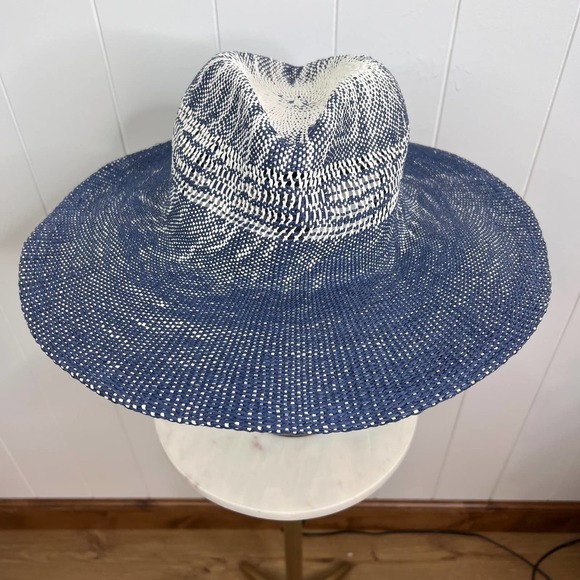 Scoop NYC Navy and White Deauville Continental Woven Summer Hat SZ One Size - Picture 2 of 8